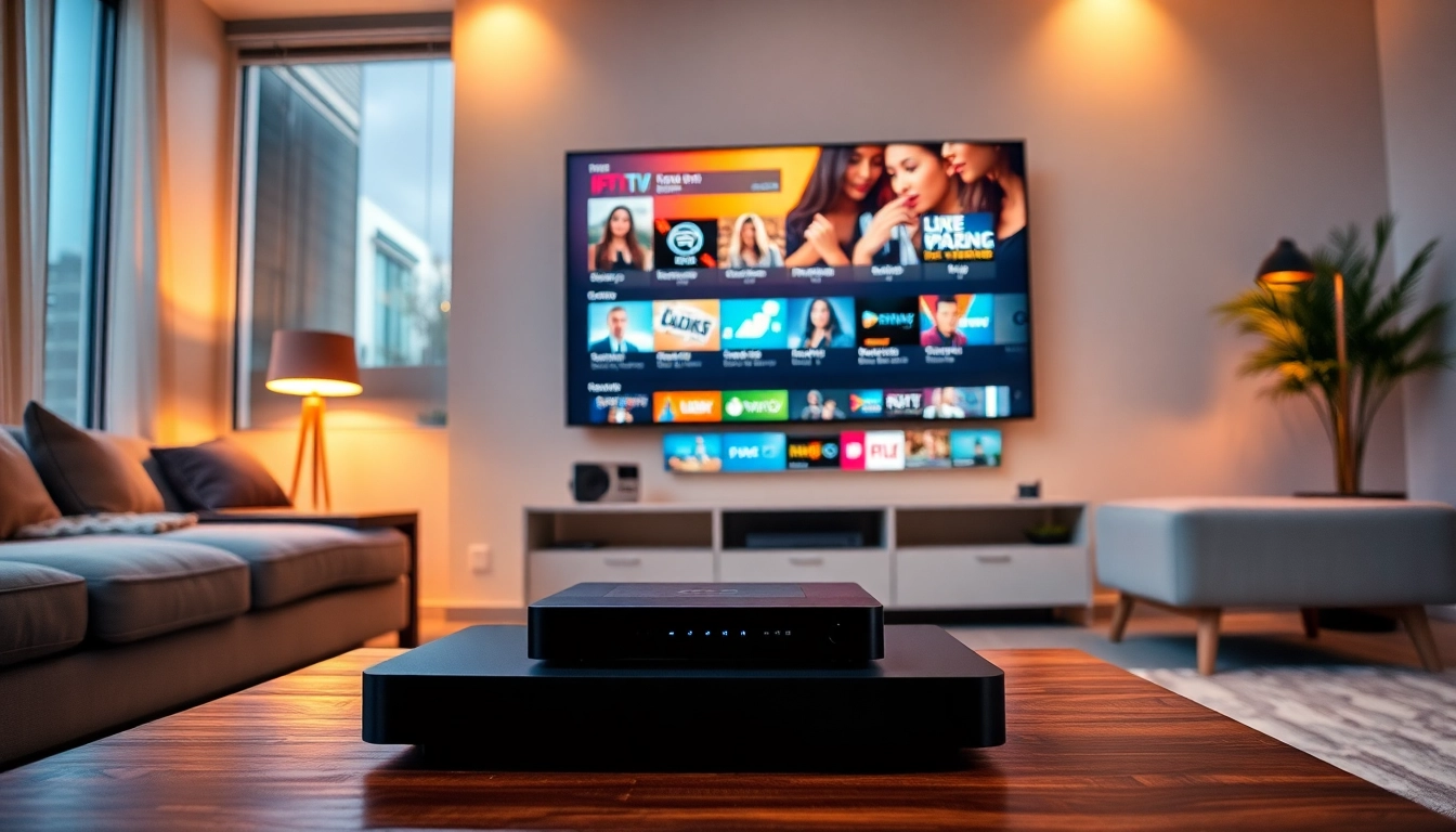 Stream your favorite channels and movies with ease using this premium abonnement iptv setup in a stylish living room.