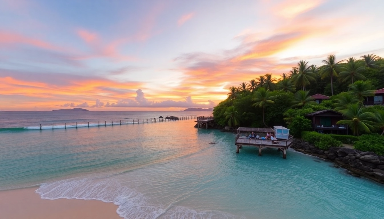 Enhance property management by showcasing a stunning Phuket beachfront property at sunset.