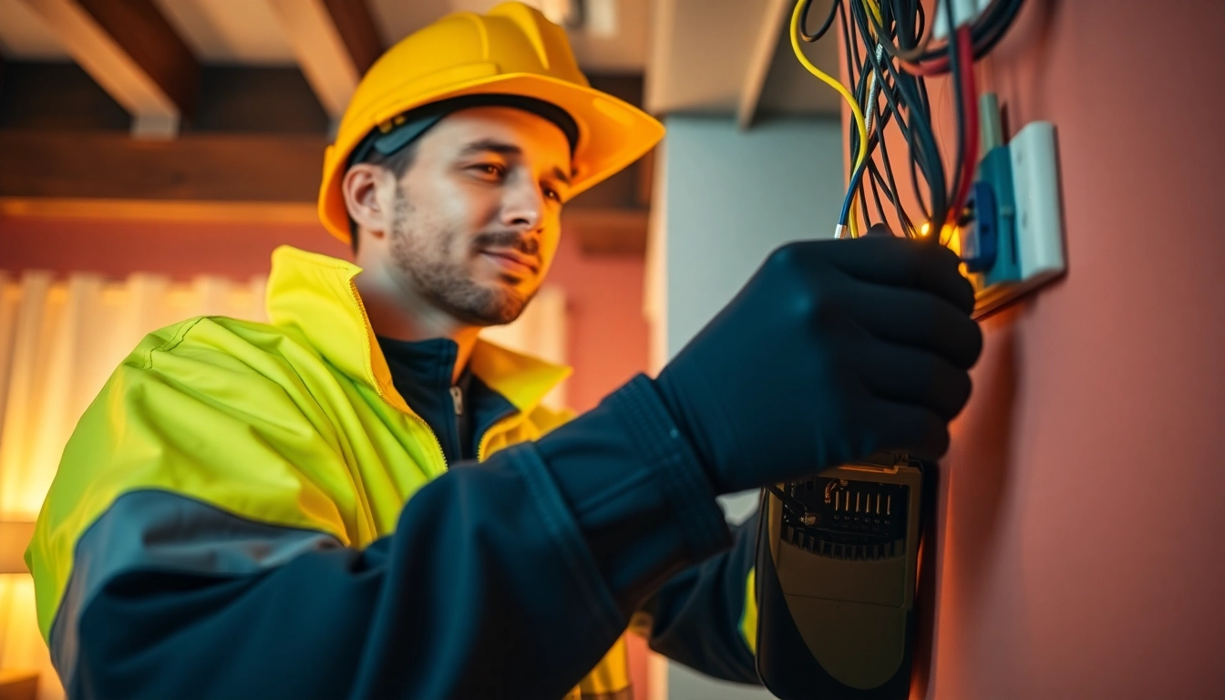 Electrician Notdienst providing expert repairs during an emergency in a well-lit home.