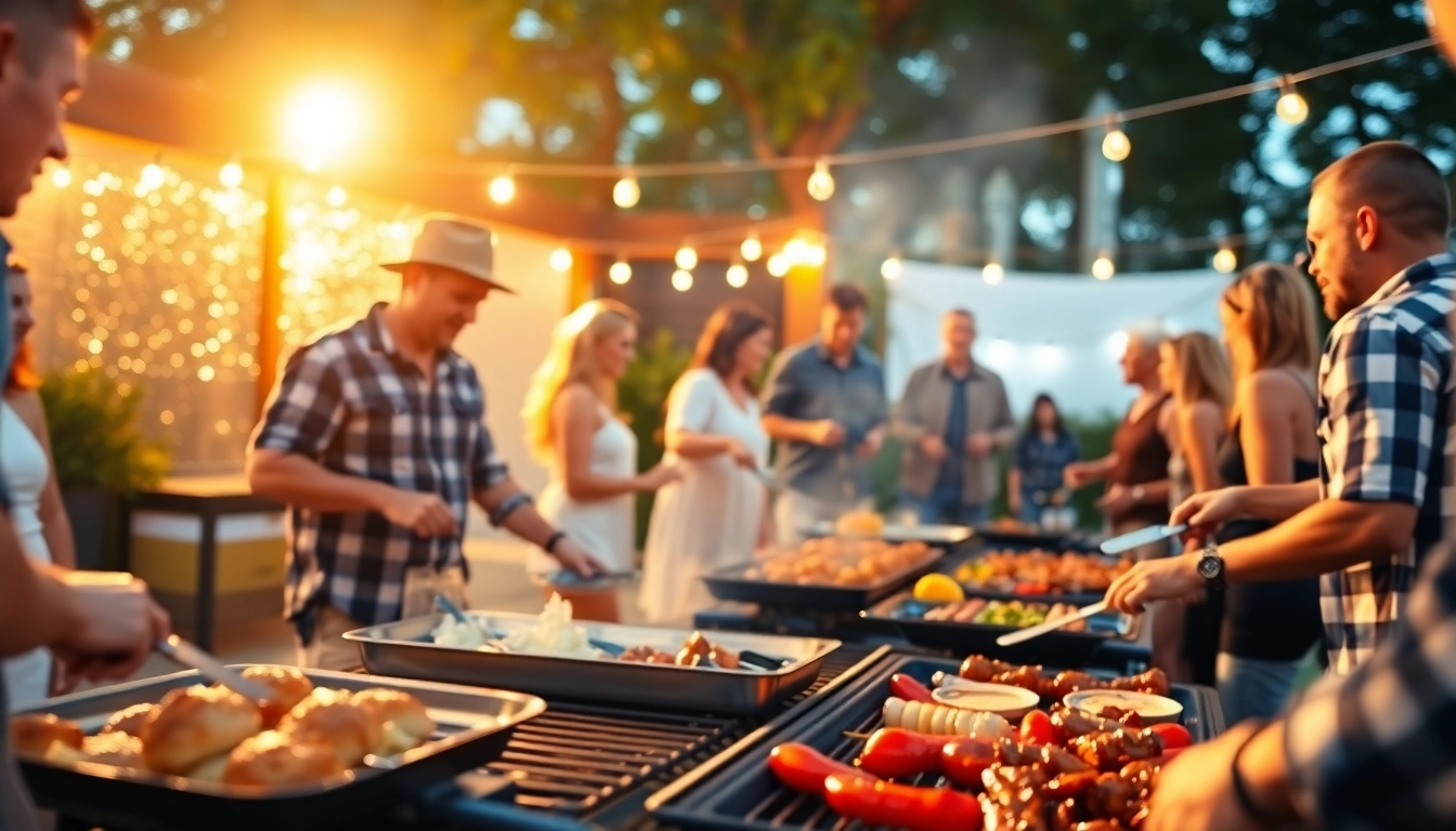 Enjoy delicious BBQ delights with a top Caterer für Grillbuffet und BBQ in Berlin during a lively outdoor event.