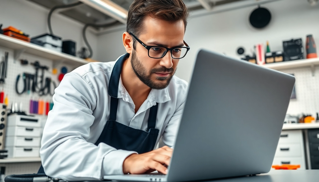 Riparazione pc torino: tecnico informatico al lavoro in un ambiente moderno e luminoso.