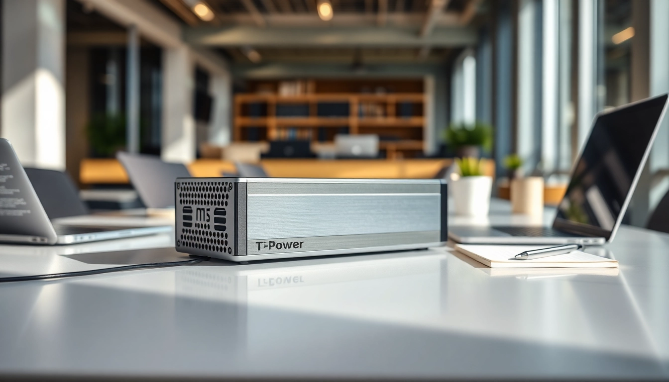 Showcasing TPower power supply in a modern office setting for optimal efficiency.