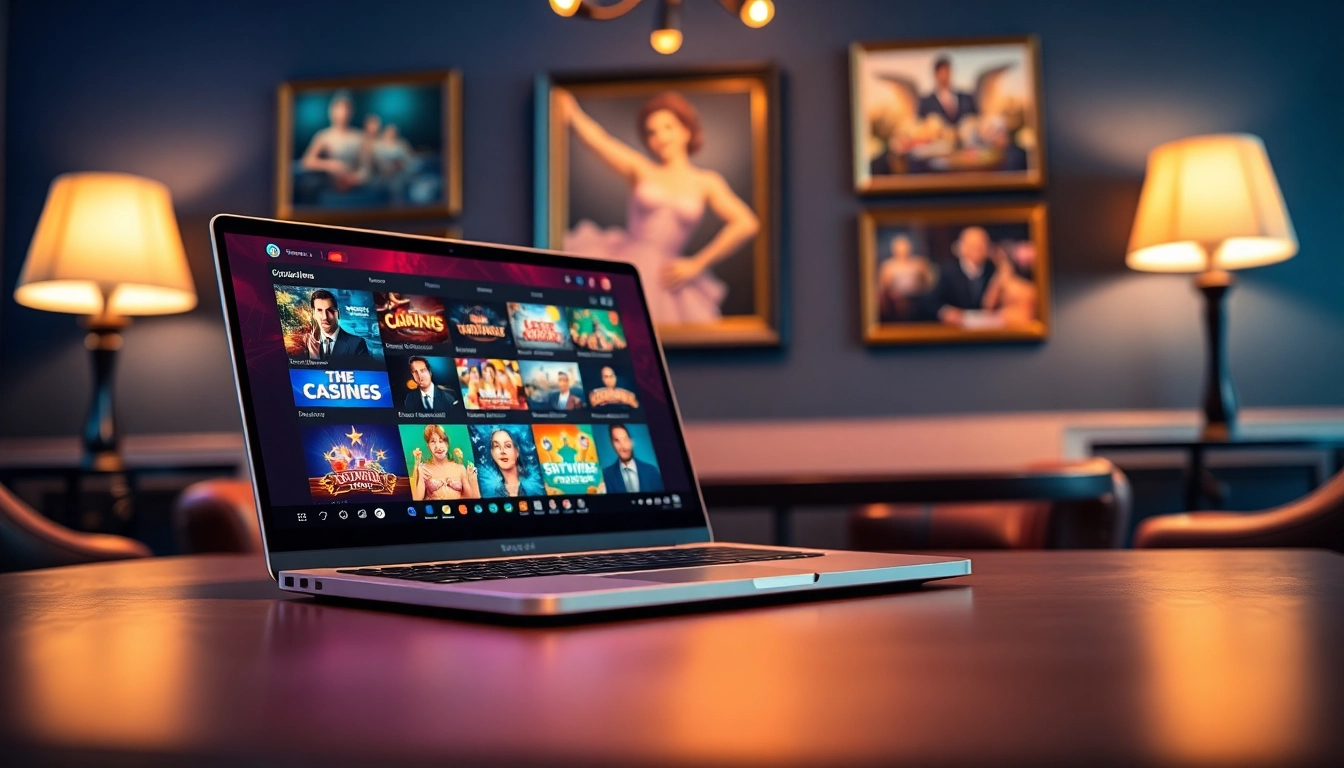Playing exciting games in internet casinos on a modern laptop with ambient lighting.