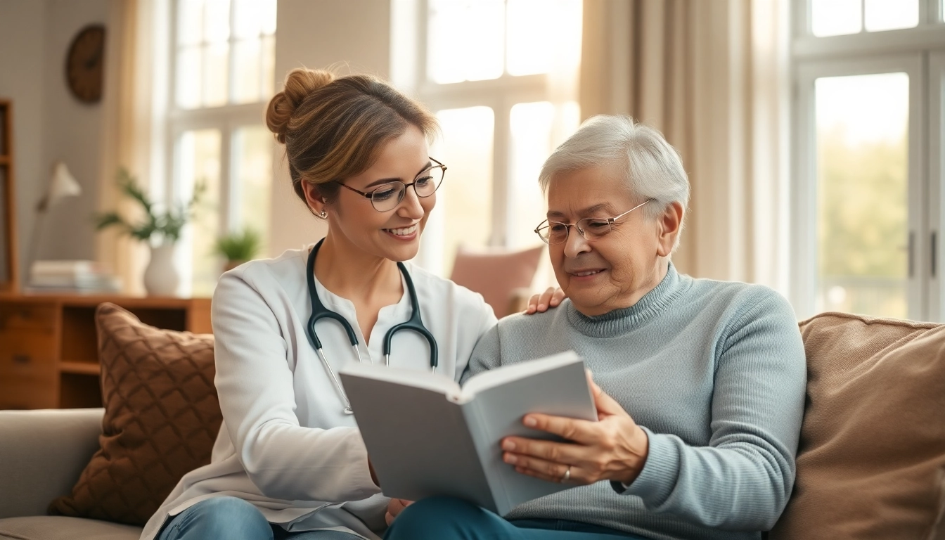 See an engaging moment of austin senior home care, showcasing a caregiver supporting an elderly person in a cozy setting.