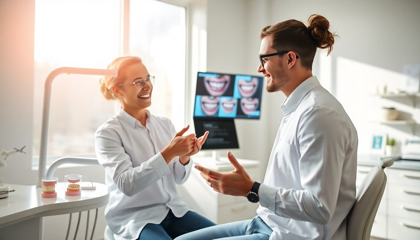 Find an orthodontist nearby me as a professional examines a patient in a welcoming clinic.