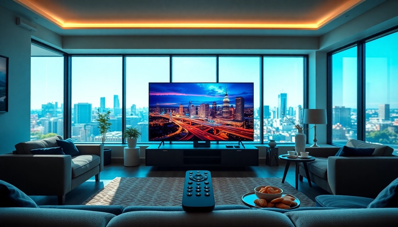 Enjoy a seamless IPTV test line experience in a modern living room with high-definition content.