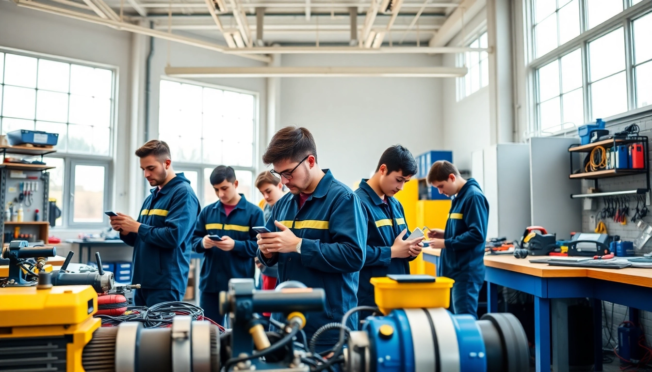 Trade school Knoxville TN students practicing hands-on skills in a vocational training classroom.
