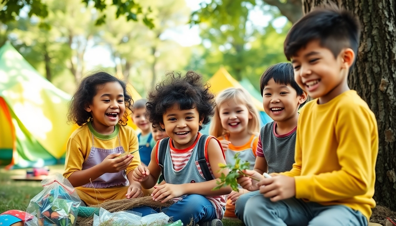 Children engaged in activities at holiday camps, showcasing joy and creativity in a vibrant setting.