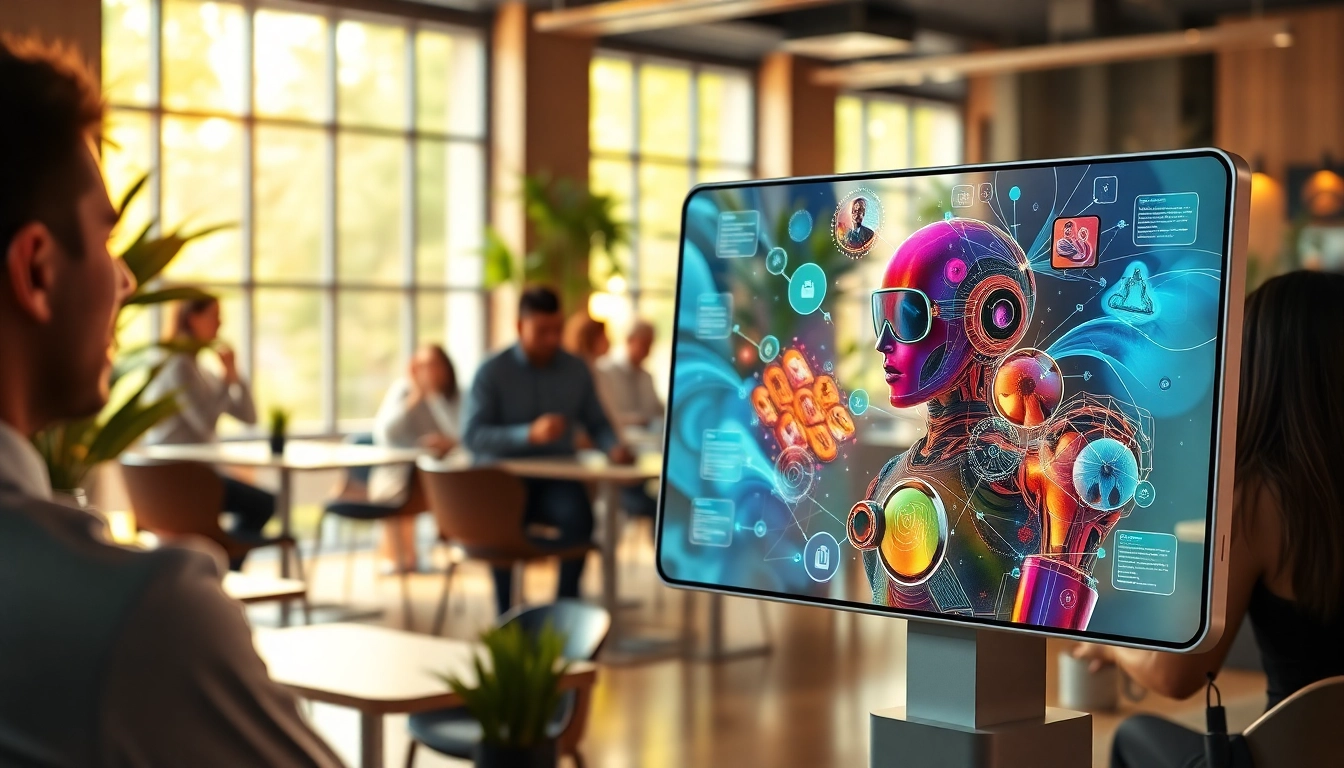 Experience unfiltered AI chatbot conversations in a vibrant café environment with diverse interactions.