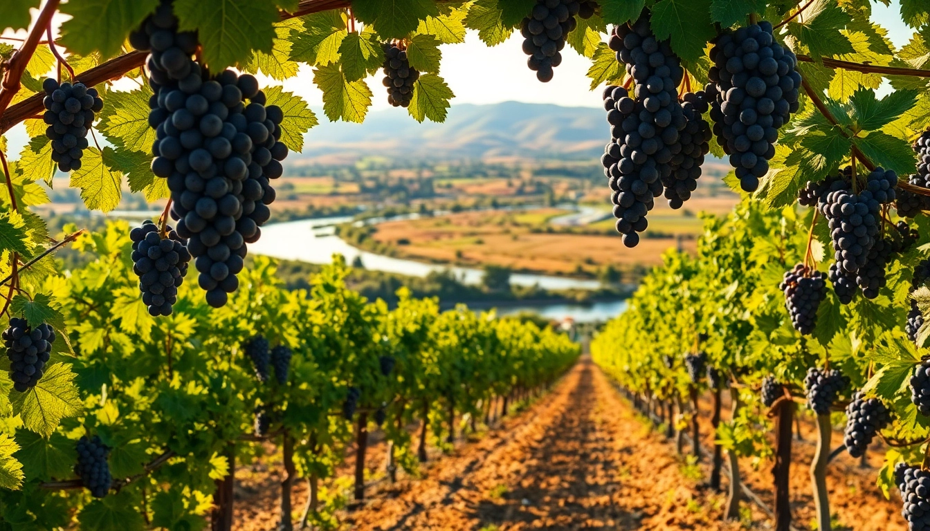 Stunning vineyards in Clarksburg, California, illuminated by golden sunlight.