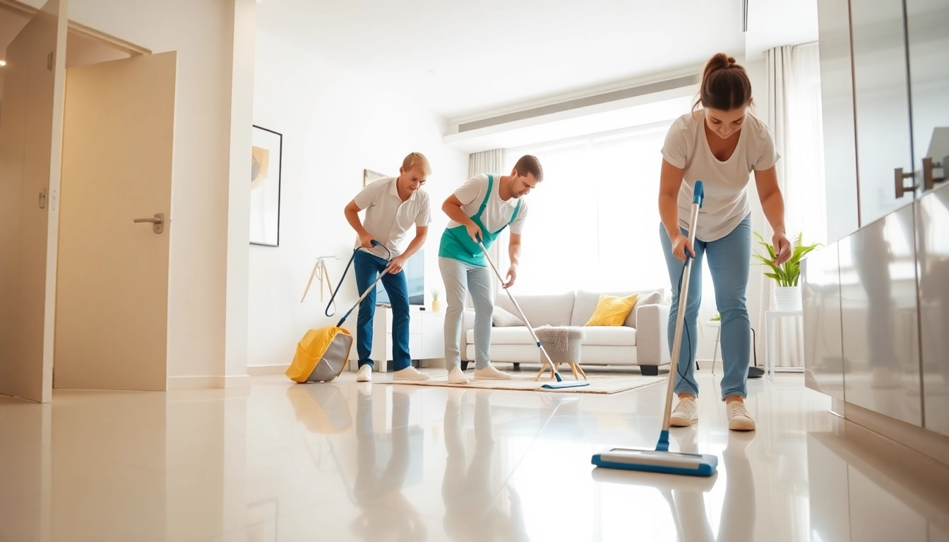 Efficient bond cleaning Logan service demonstrated by professional cleaners in an apartment.