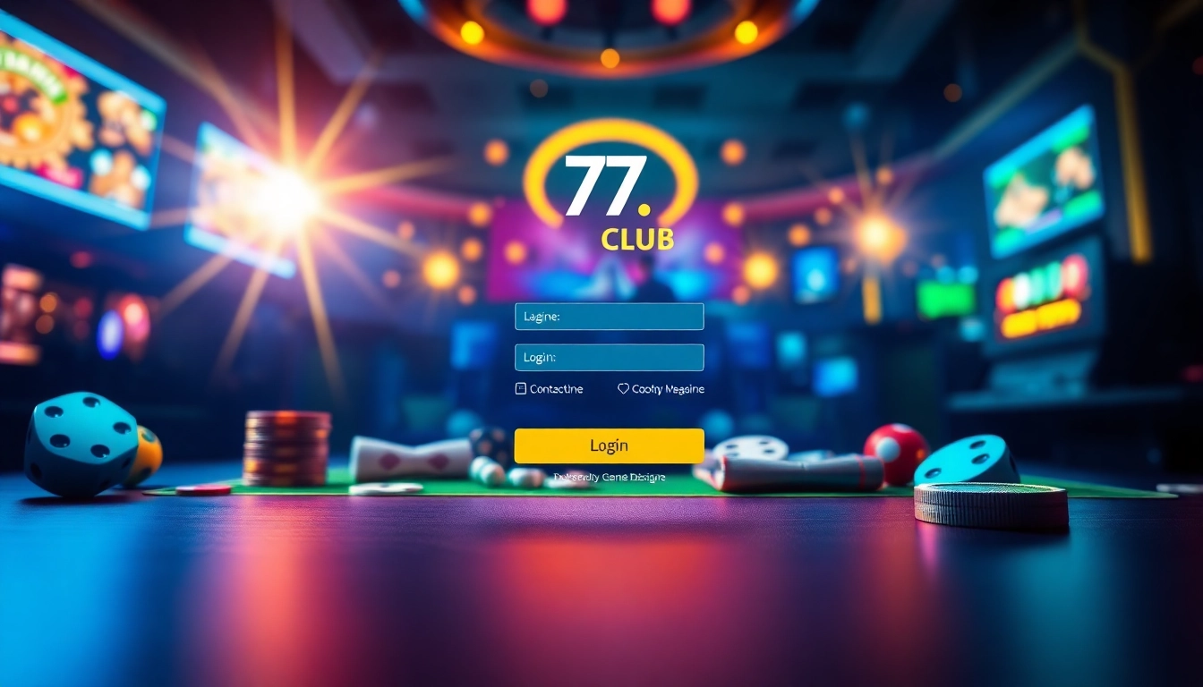 Access the vibrant 77 club login page featuring intuitive navigation for seamless gaming.