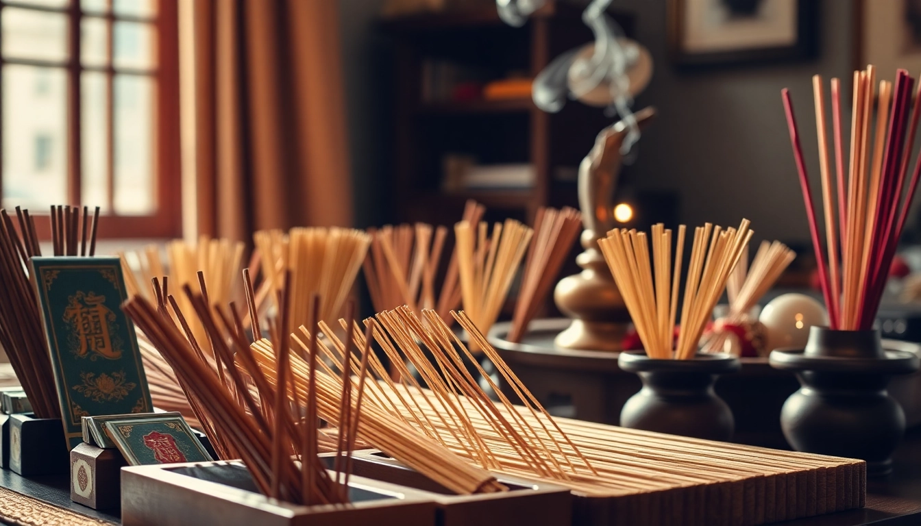 Les incenses orientaux exposées harmonieusement créent une ambiance sereine et relaxante.