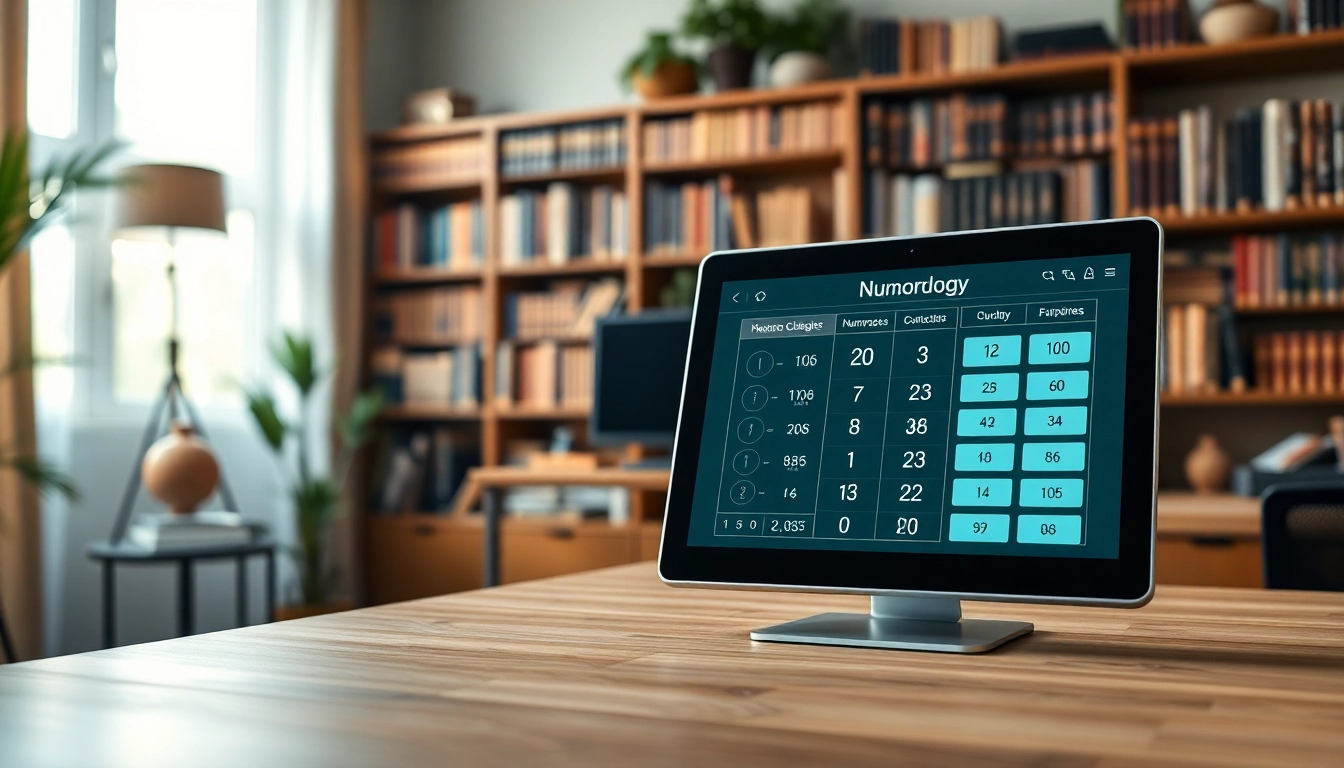 Engaging interface of a numerology calculator on a digital device in a cozy home setting.