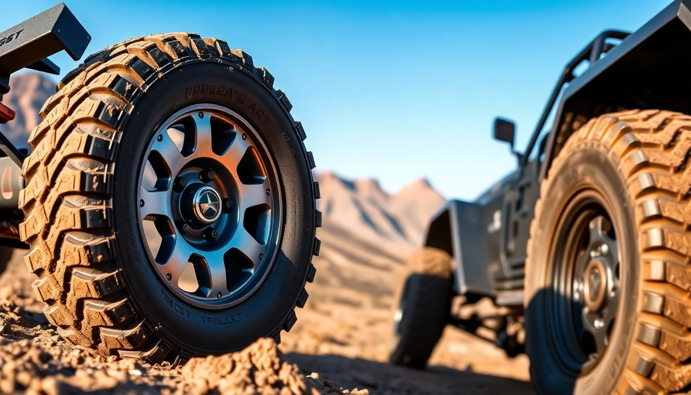 Discover off road wheels on a rugged vehicle against a stunning outdoor backdrop.