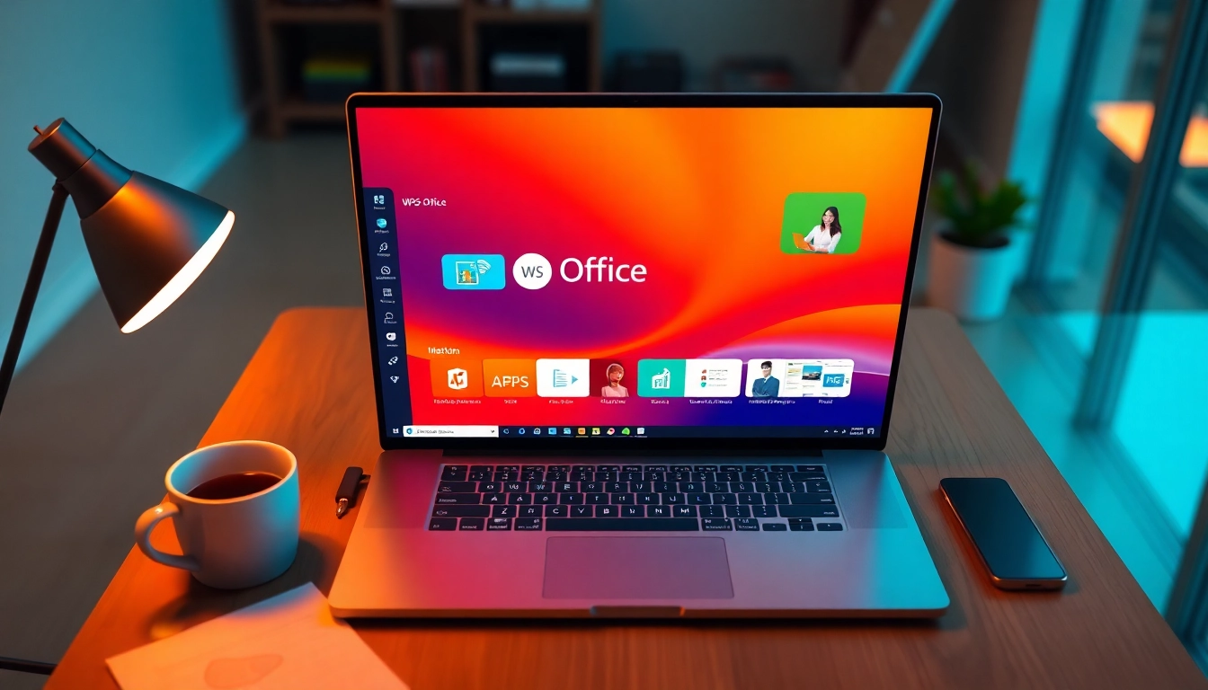 Enhance your experience with wps下载 on a laptop surrounded by productivity tools.