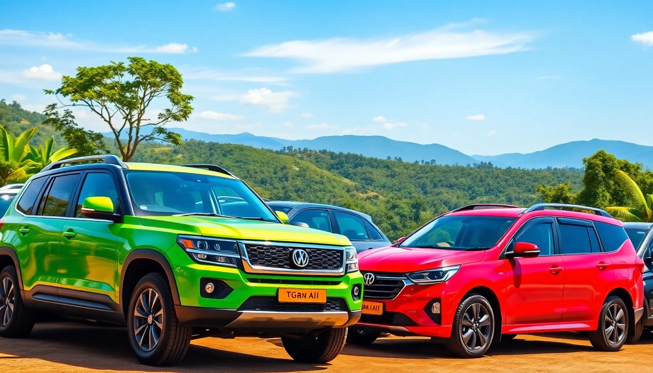 Renting a car in Uganda with diverse options in a scenic landscape for unforgettable adventures.