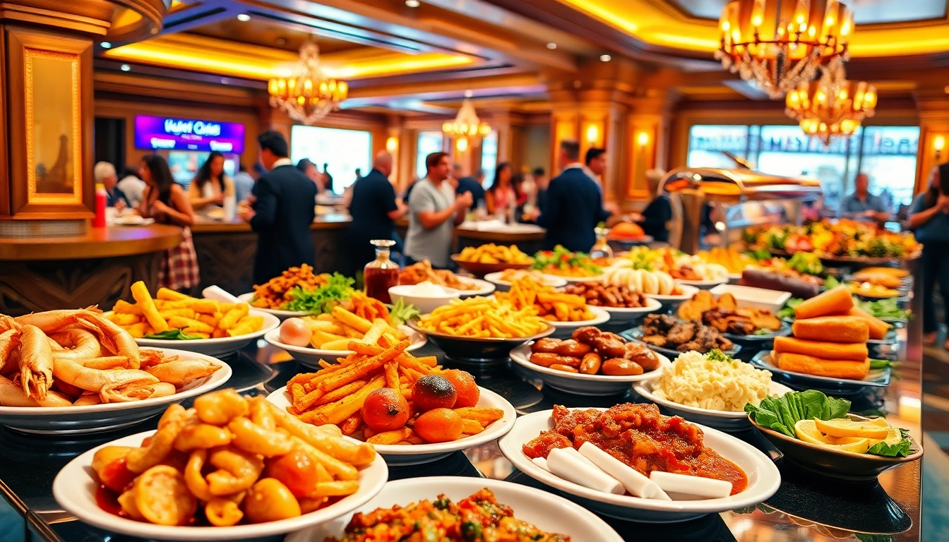 Savor the best Buffets in Vegas featuring a colorful spread of seafood, desserts, and international cuisine.