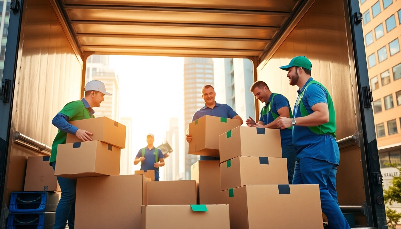 Efficient moving company in Canada showcasing professional staff packing moving trucks.