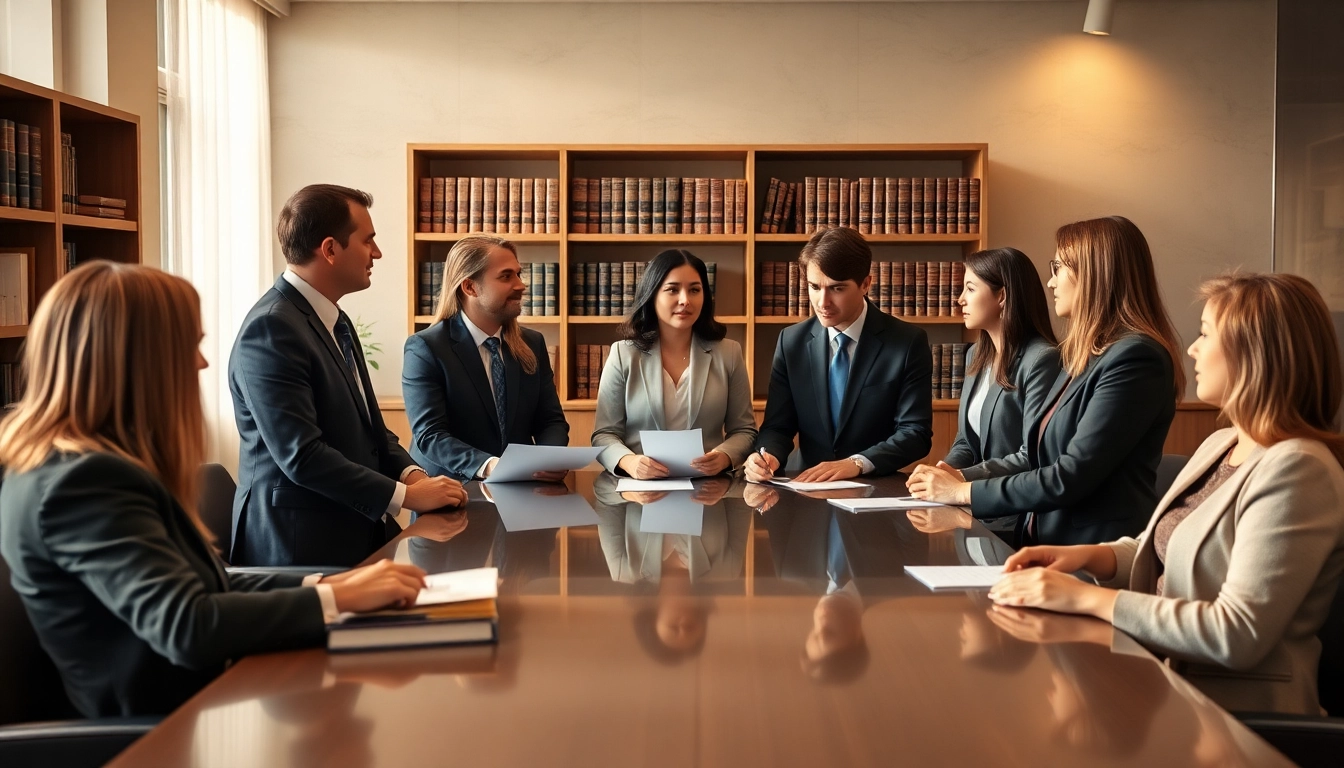 Engaging family lawyers Adelaide team consulting with clients in a professional setting.