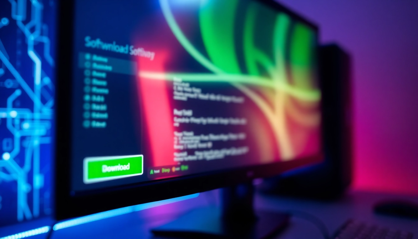 Download the line電腦版下載 software with a modern computer interface showcased in vibrant colors.