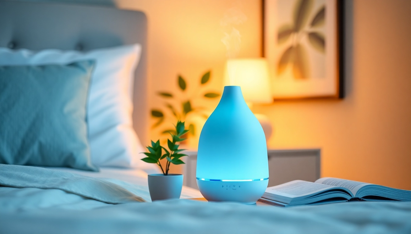 Enhance your space with a USB air humidifier diffuser radiating soothing aromas in a warm, cozy setting.