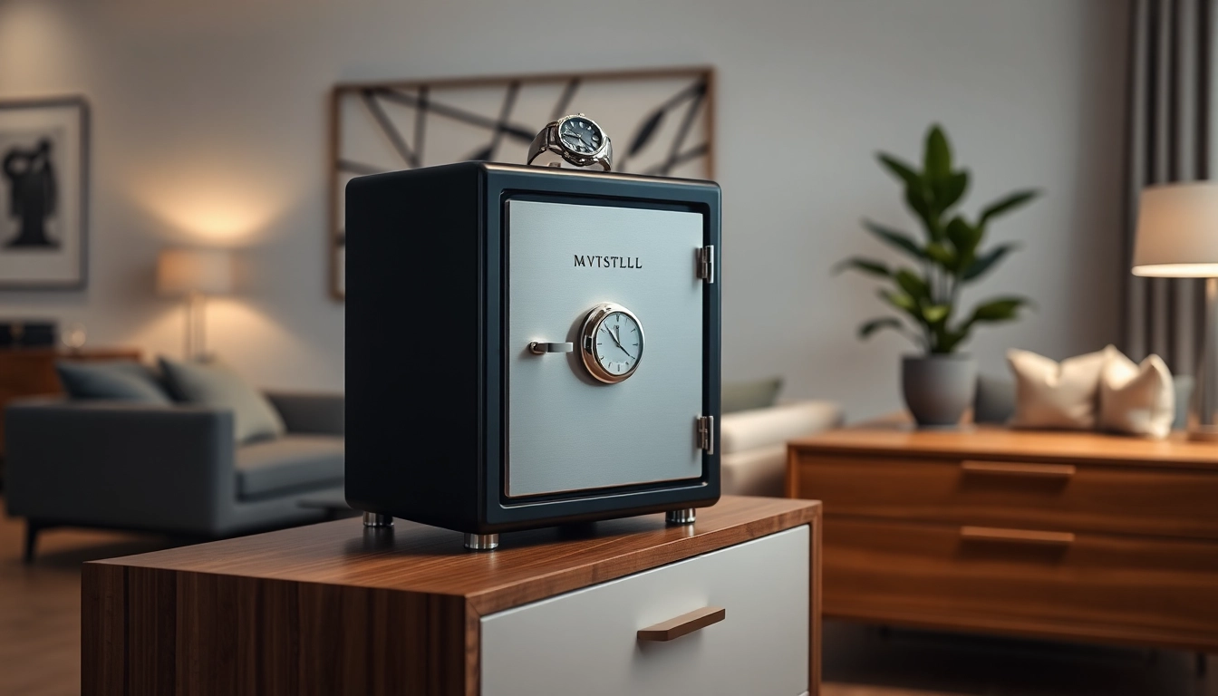 Secure your valuable timepieces with this elegant watch safe, showcasing its refined design and features.