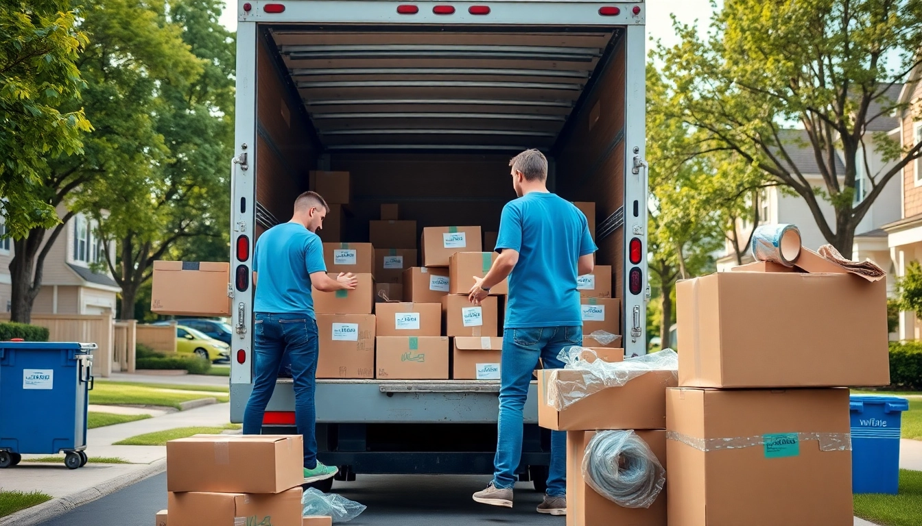 Residential Moving Company professionals efficiently packing boxes into a truck for a move.