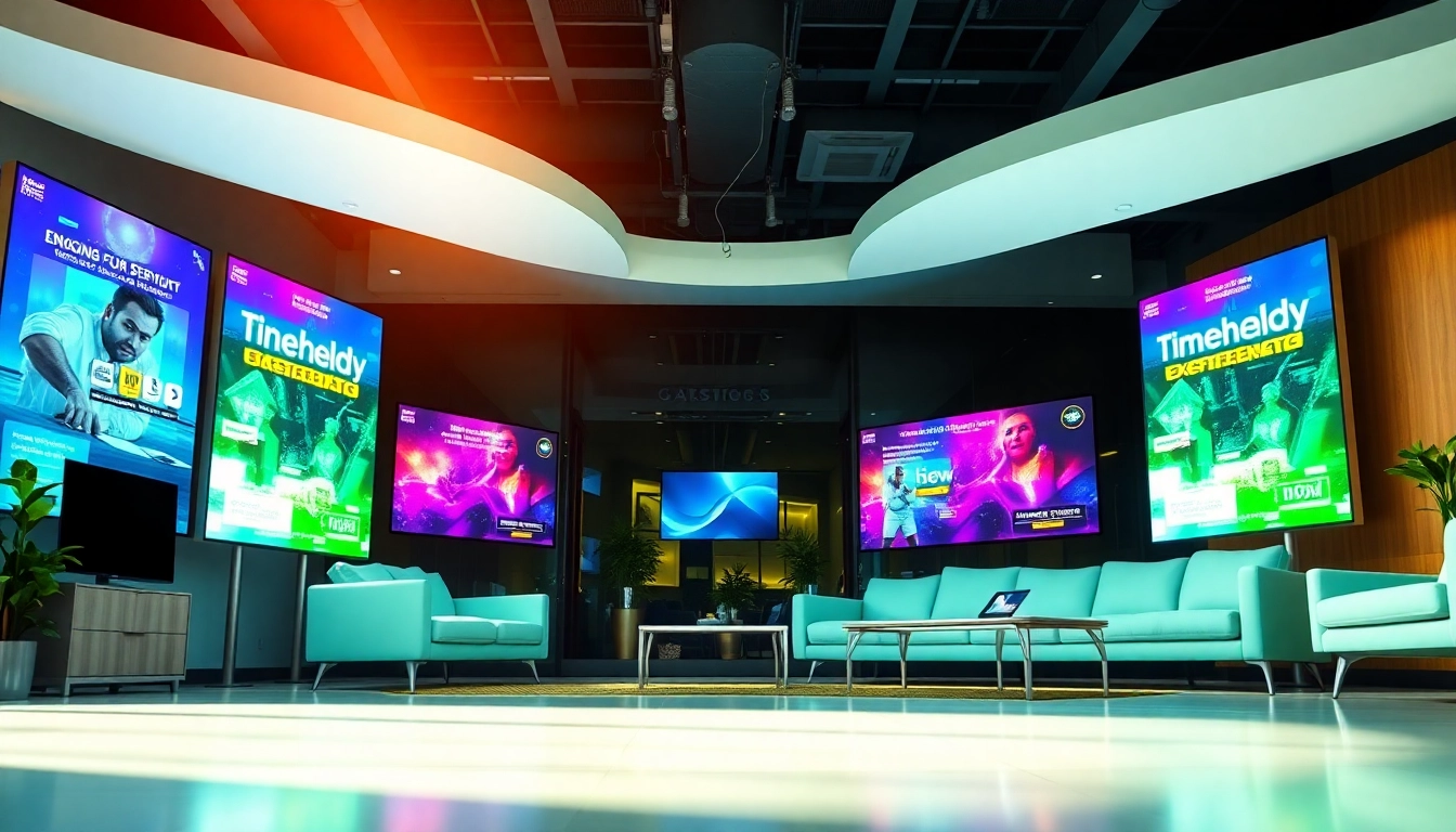 Engaging digital signage interface for Free signage platform for businesses in a modern office.