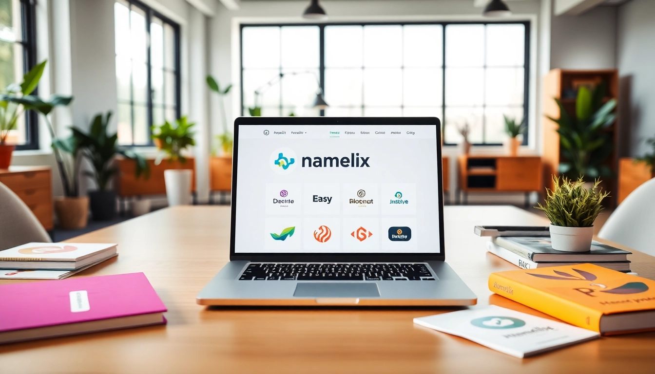 Generate unique logos using the Namelix app with an inspiring and creative workspace setup.