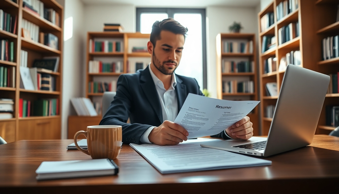 Create a compelling customer service resume summary on a sleek desk with warm lighting.