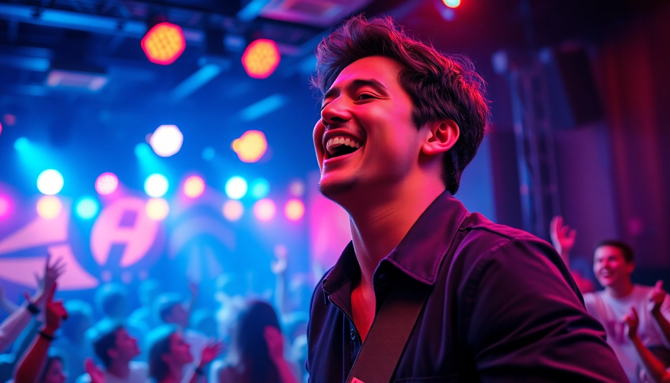 Independent artist music streaming event showcasing a passionate live performance with vibrant lights.
