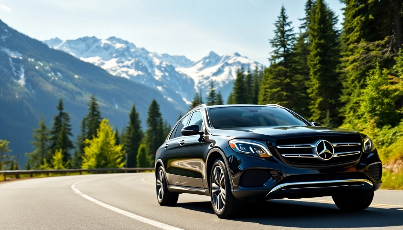 Experience Vancouver to whistler car service with a luxurious SUV on a scenic mountain route.