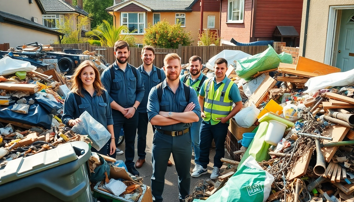 Efficient team providing Affordable Rubbish Removal in a residential area amidst debris.