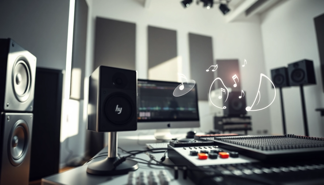 Enhance your music experience with audio hardware showcased at https://hardwareplayer.com, set in a modern workspace.