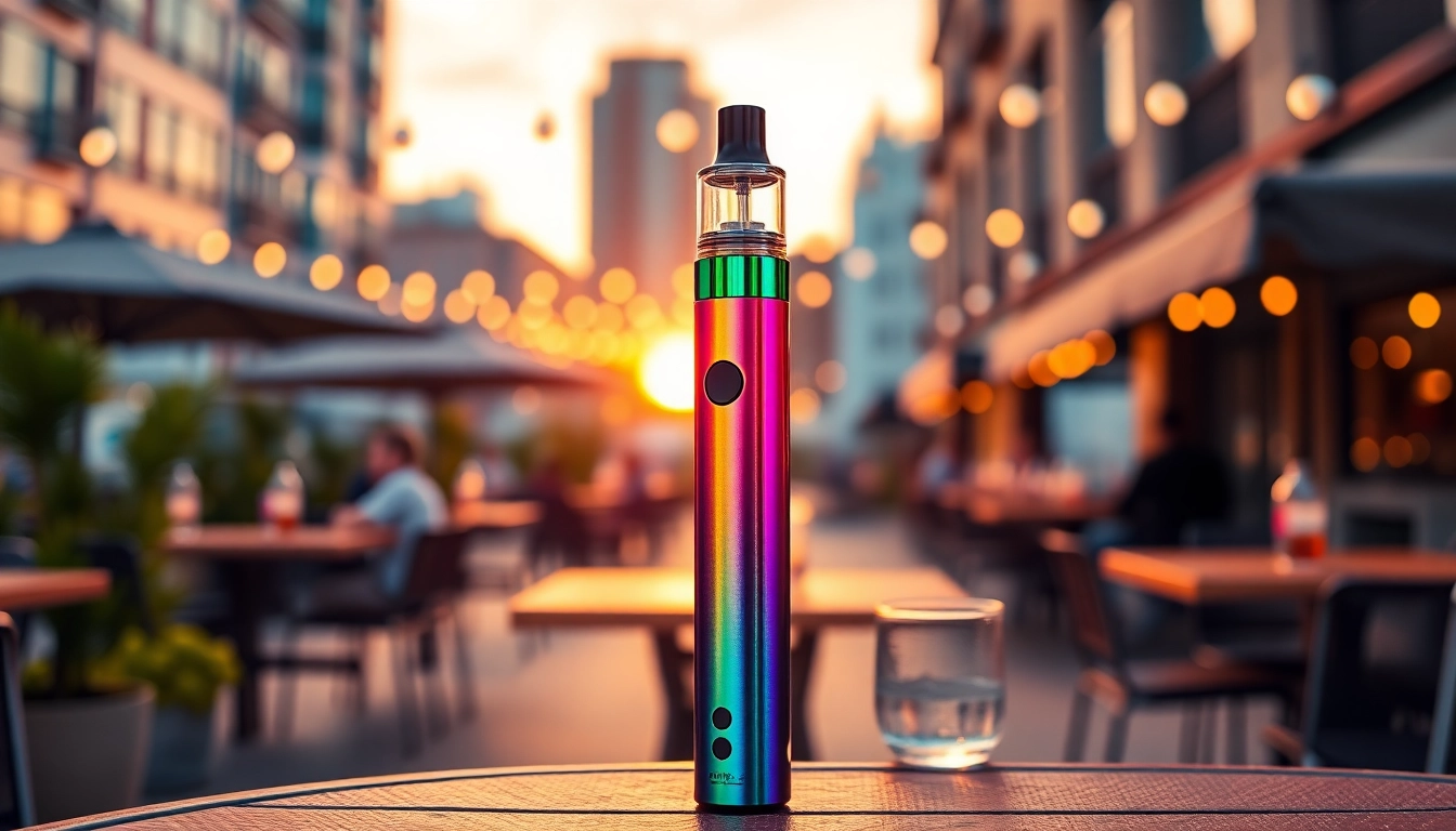 Experience the flavorful HQD Cuvie vape in a vibrant urban setting with bokeh lights.