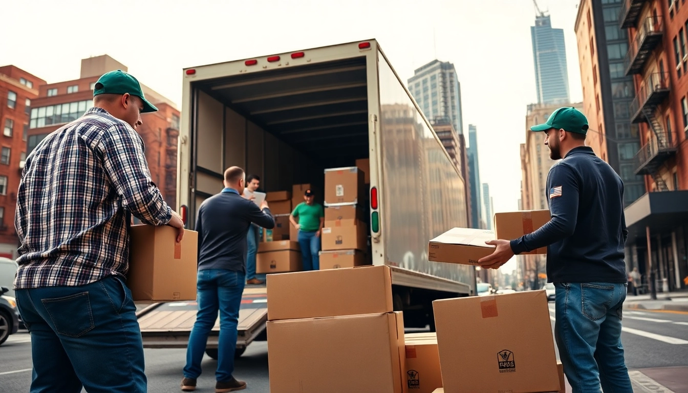 Bronx movers efficiently loading a moving truck in an urban setting
