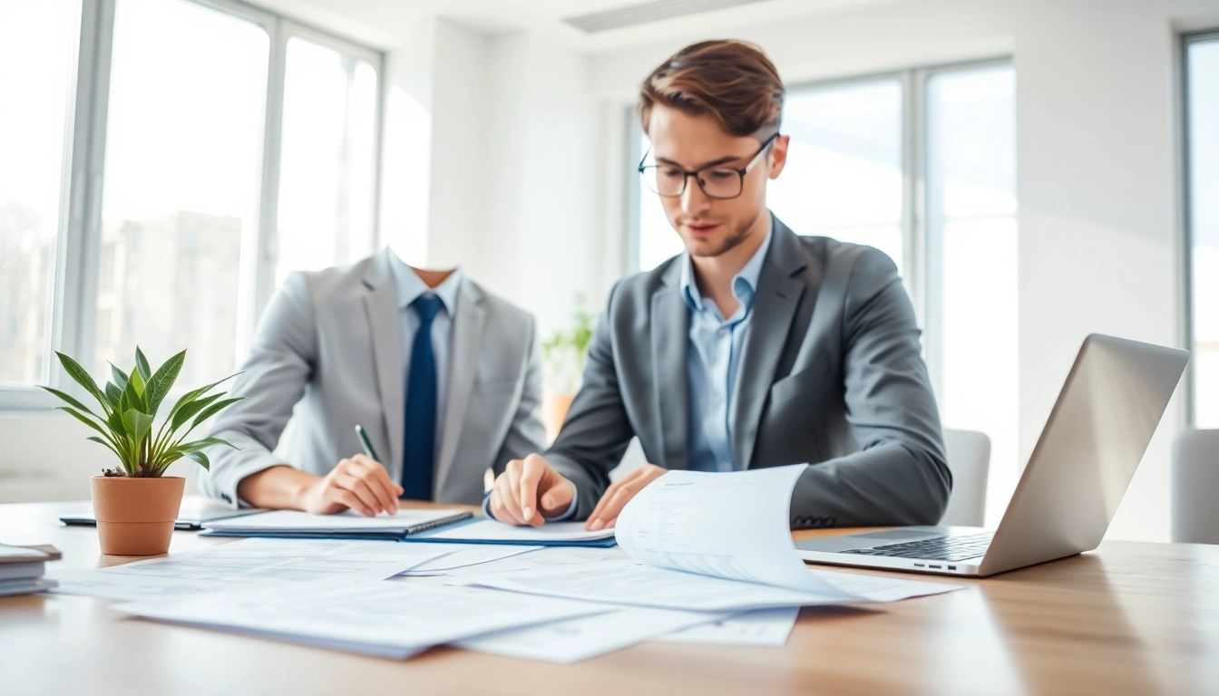 Experience QSM document clearing services, showcasing a dedicated consultant helping clients in an office.