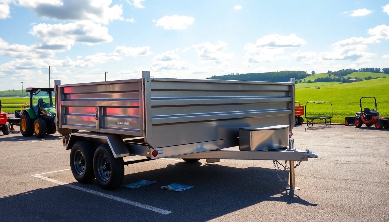 Explore a dump trailer for sale near me showcasing its spacious interior and rugged design.